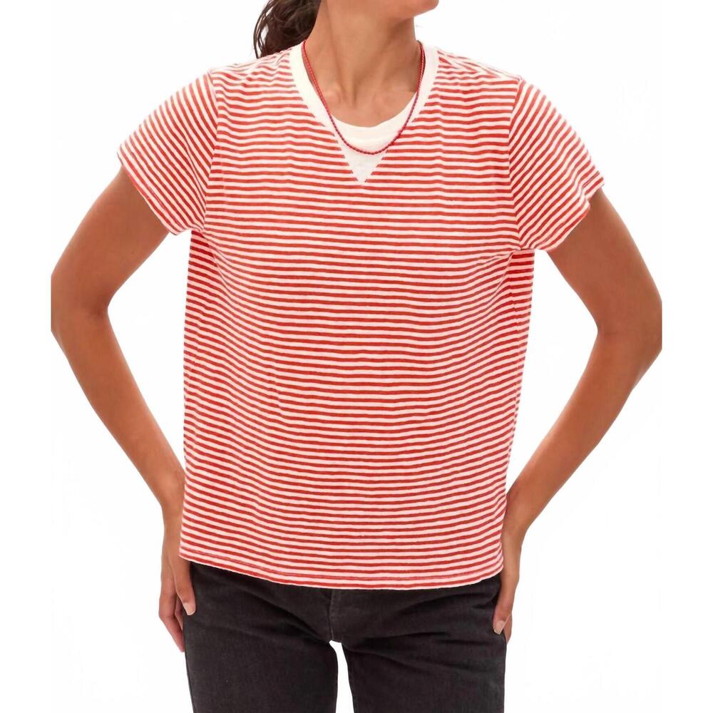 NEW CLARE V. classic tee in bright poppy & cream